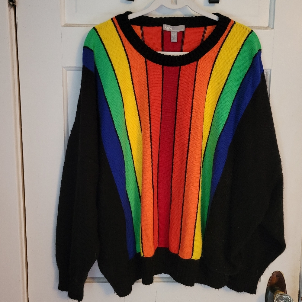 ASOS Stripe Rainbow Crewneck Sweater